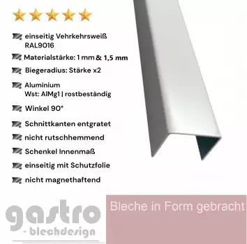 U-Profil aus Alu RAL9016 1,5 mm